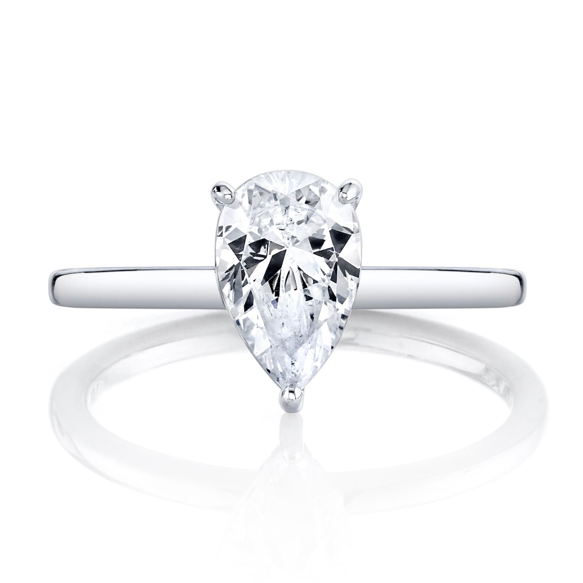 Mars Pear Engagement Ring with Hidden Halo 14K White Gold