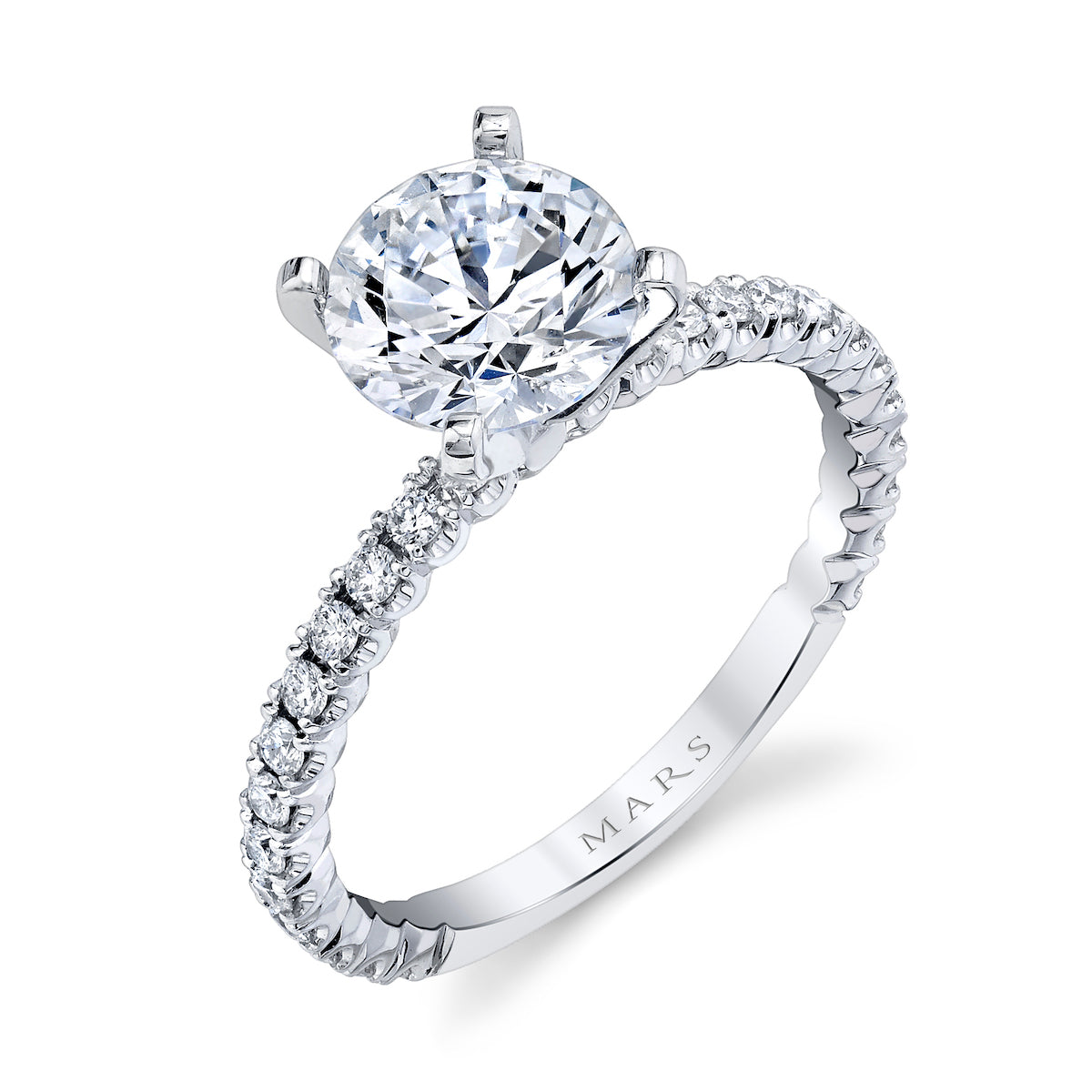 Mars Round Engagement Ring 14K White Gold