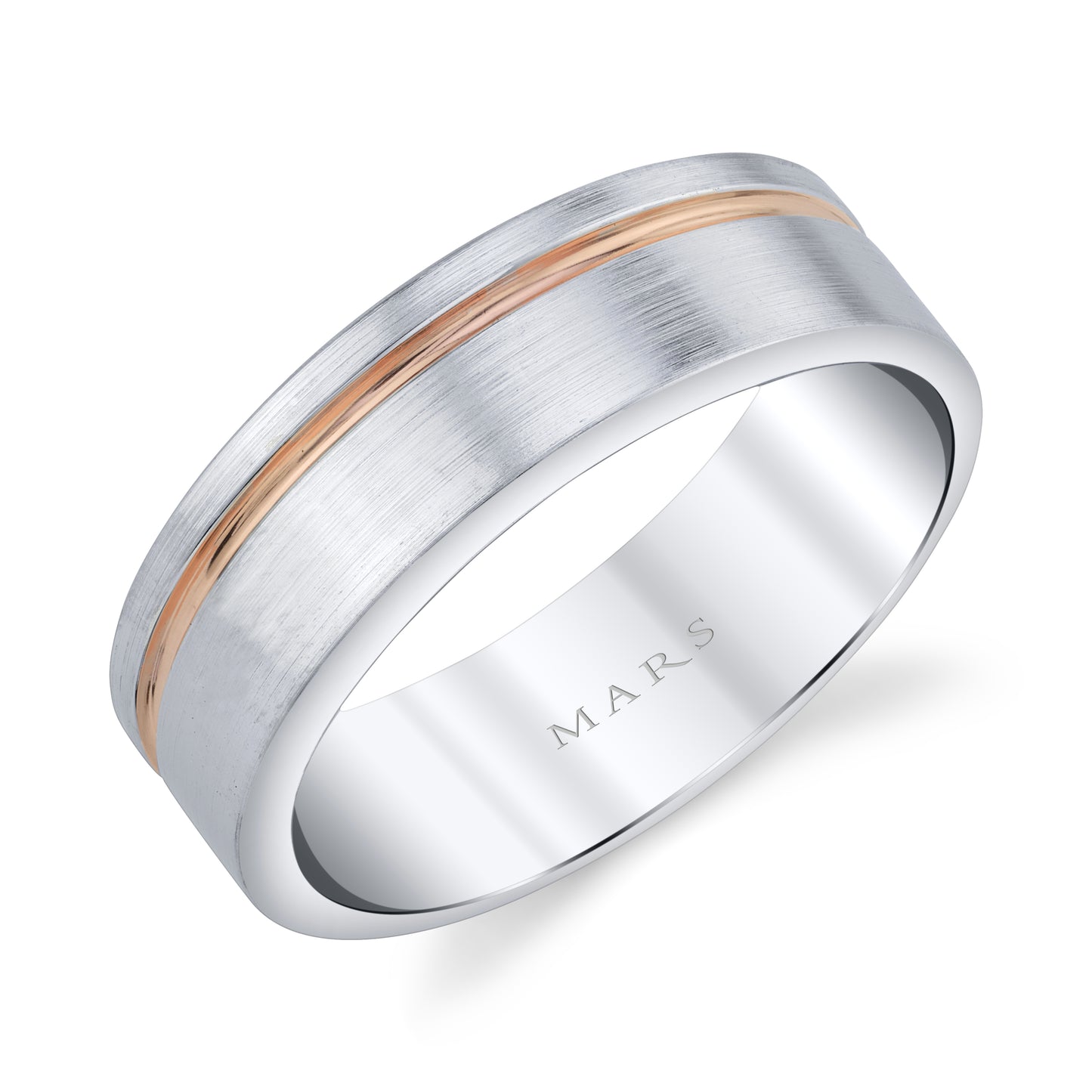 Men's 14k Two Tone Soft Brushed with Gold Inlay Wedding Band