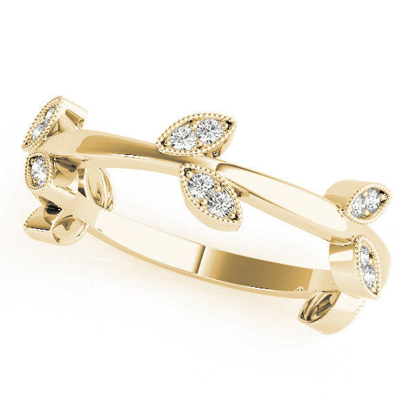 Diamond Leaf Stackable Ring