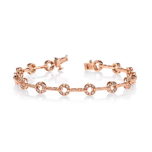 0.27 CRT Rose Gold Modern Link Diamond Bracelet