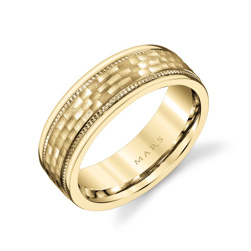 Men's 7mm Satin Hammer with Milgrain Edge Wedding Band