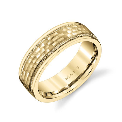 Men's 7mm Satin Hammer with Milgrain Edge Wedding Band