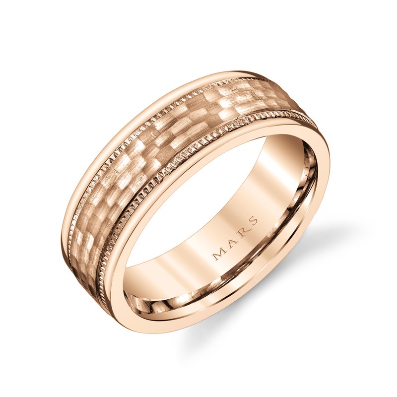 Men's 7mm Satin Hammer with Milgrain Edge Wedding Band