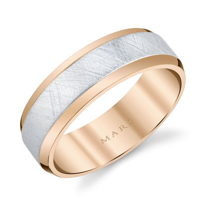 Men's 7mm Two Tone Half Round with Ice Matte Finish Wedding Band