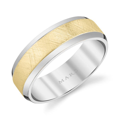 Men's 7mm Two Tone Half Round with Ice Matte Finish Wedding Band