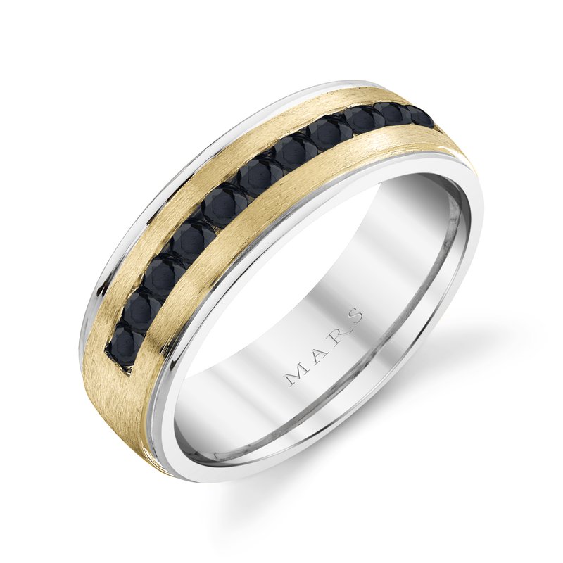 Men's 7mm Two Tone with 0.85 CRT Black Diamond Wedding Band