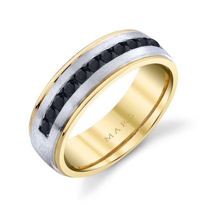 Men's 7mm Two Tone with 0.85 CRT Black Diamond Wedding Band