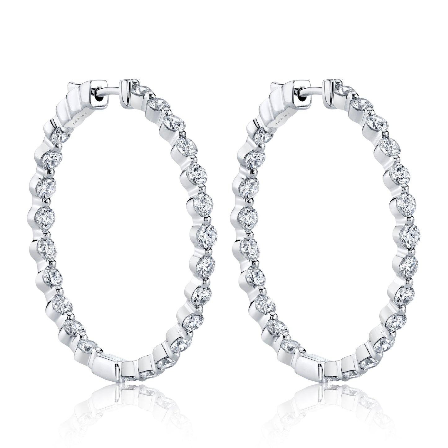 Diamond Hoops 14K White Gold 2.75 TDW