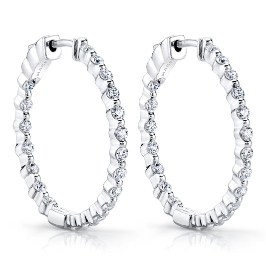 Diamond Hoops 14K White Gold 1.00 TDW