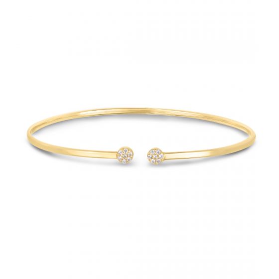 14K Yellow Gold Diamond Cluster Cuff Bangle