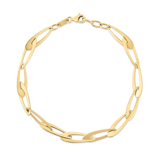 14K Gold Italian Oval Links Chain Bracelet