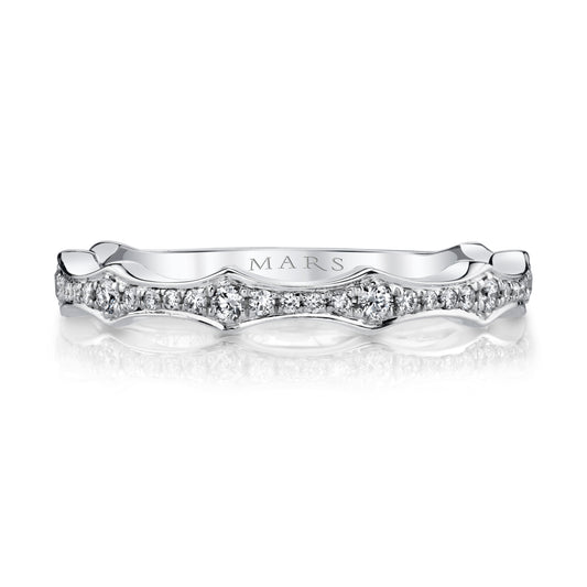 14K White Gold Waves of Light Band
