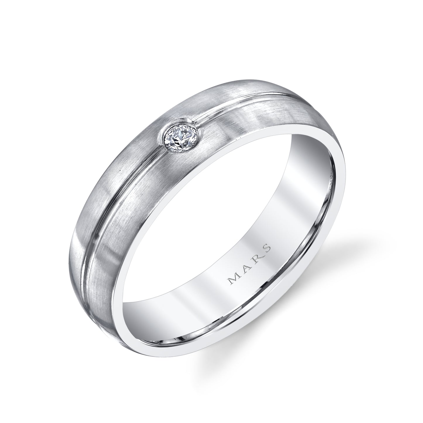 Men's Single Bezel Set Brushed Finish Wedding Band