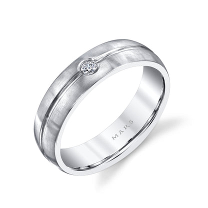 Men's Single Bezel Set Brushed Finish Wedding Band