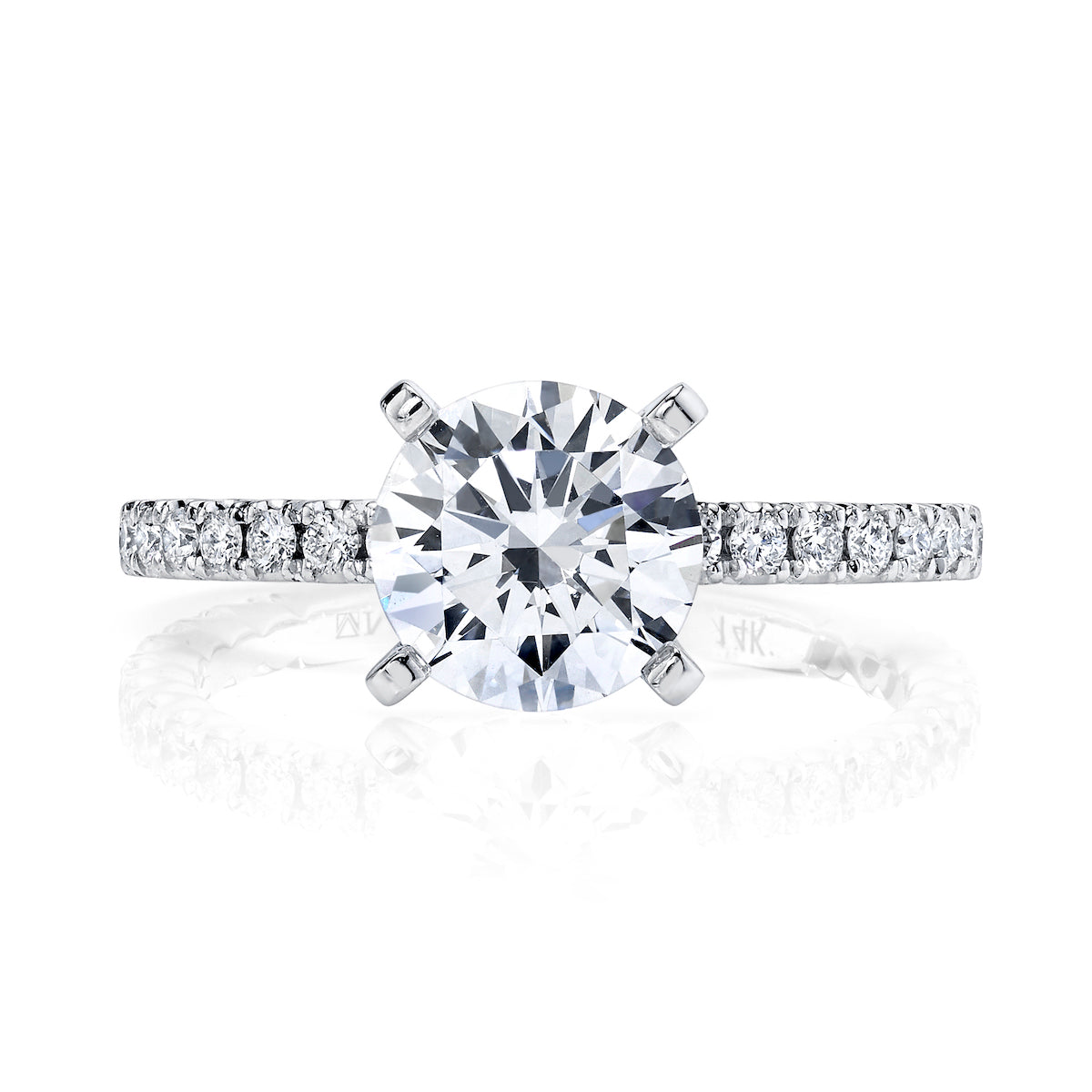 Mars Round Engagement Ring 14K White Gold