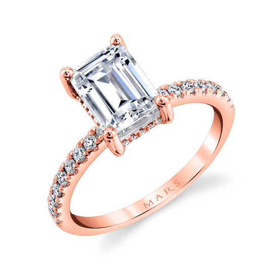 Mars Emerald Engagement Ring 14K Rose Gold