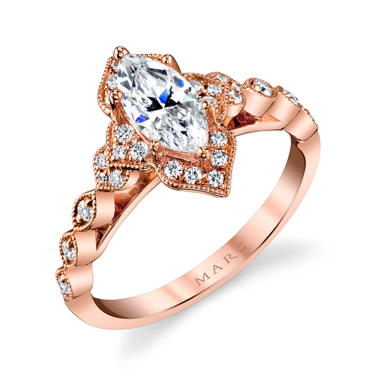 Mars Marquise Engagement Ring 14K Rose Gold