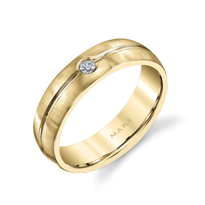 Men's Single Bezel Set Brushed Finish Wedding Band