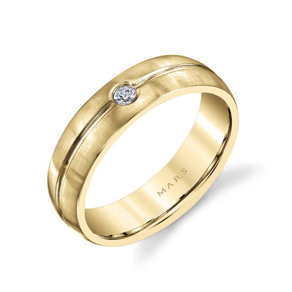 Men's Single Bezel Set Brushed Finish Wedding Band