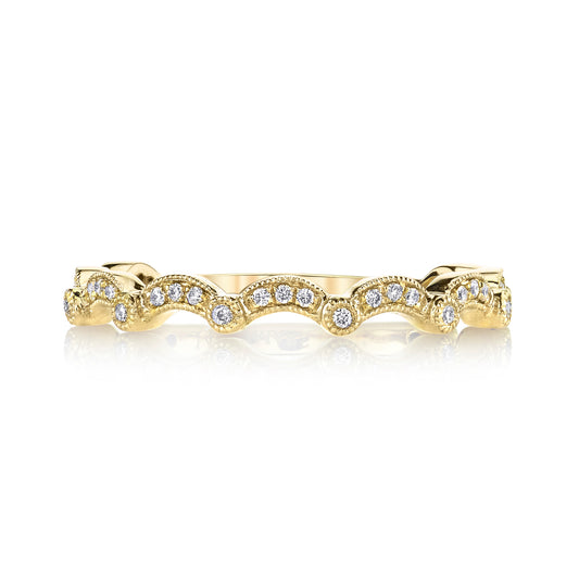 14K Yellow Gold Diamond Wave Band