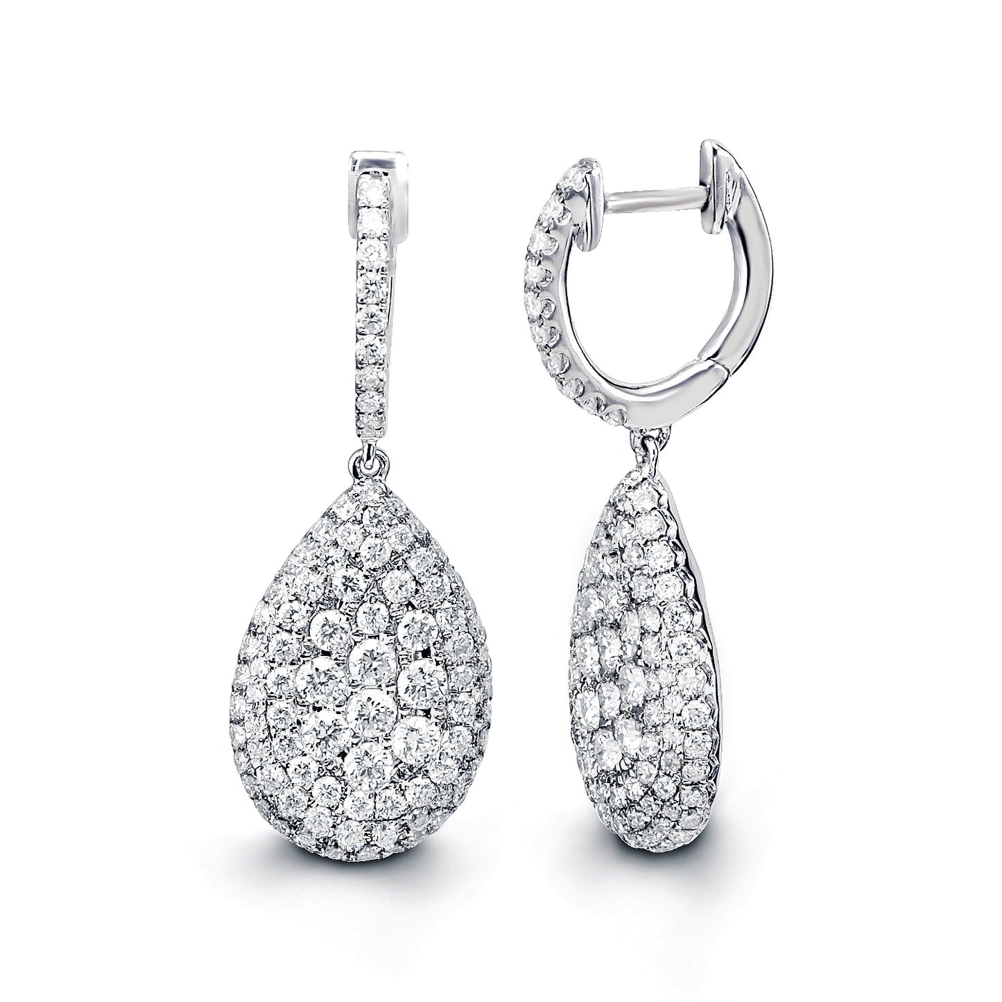 Cluster Pear Shape Diamond Earrings