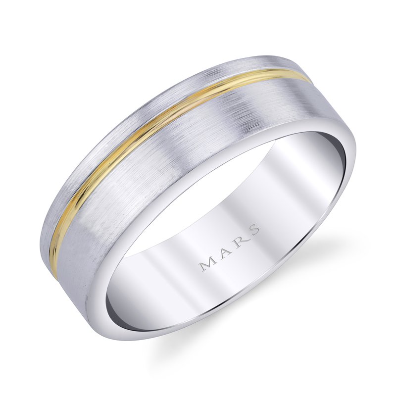 Men's 14k Two Tone Soft Brushed with Gold Inlay Wedding Band