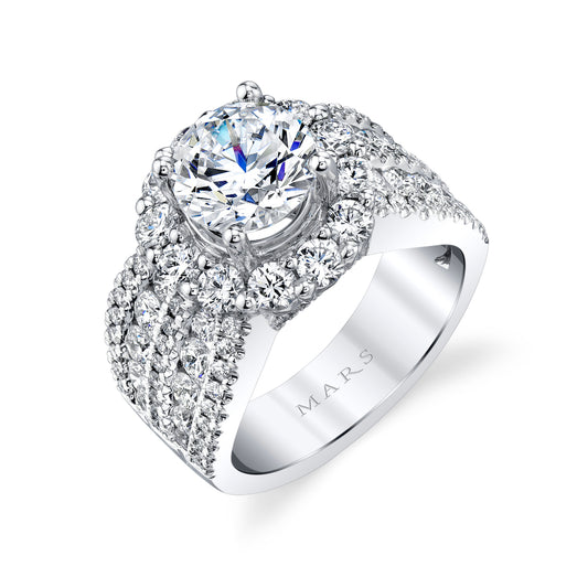 Round Engagement Ring 14K White Gold 27196