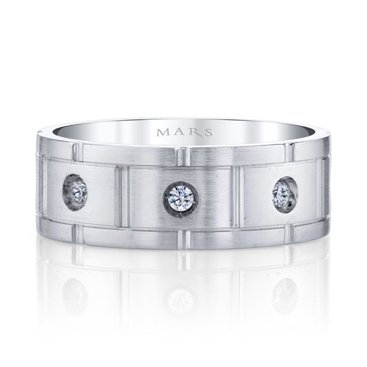 Men's 7mm Rolex Style Satin Finish with 8 Diamonds Wedding Band
