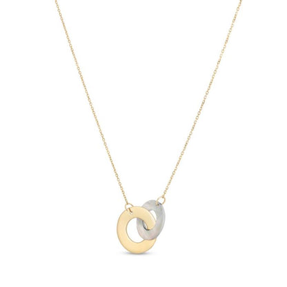 14K Yellow Gold & Mother of Pearl Circles Necklace