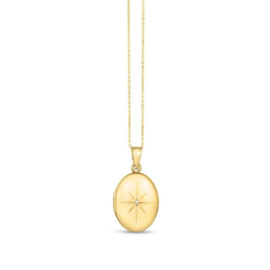 14K Diamond Oval North Star Locket